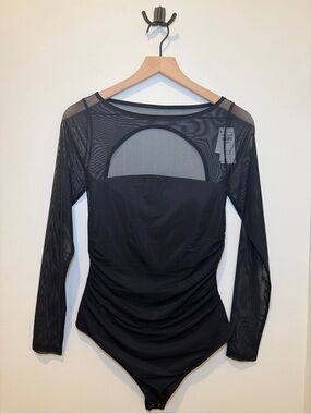 Abercrombie Bra-Free Long-Sleeve Open-Back Hardware Bodysuit